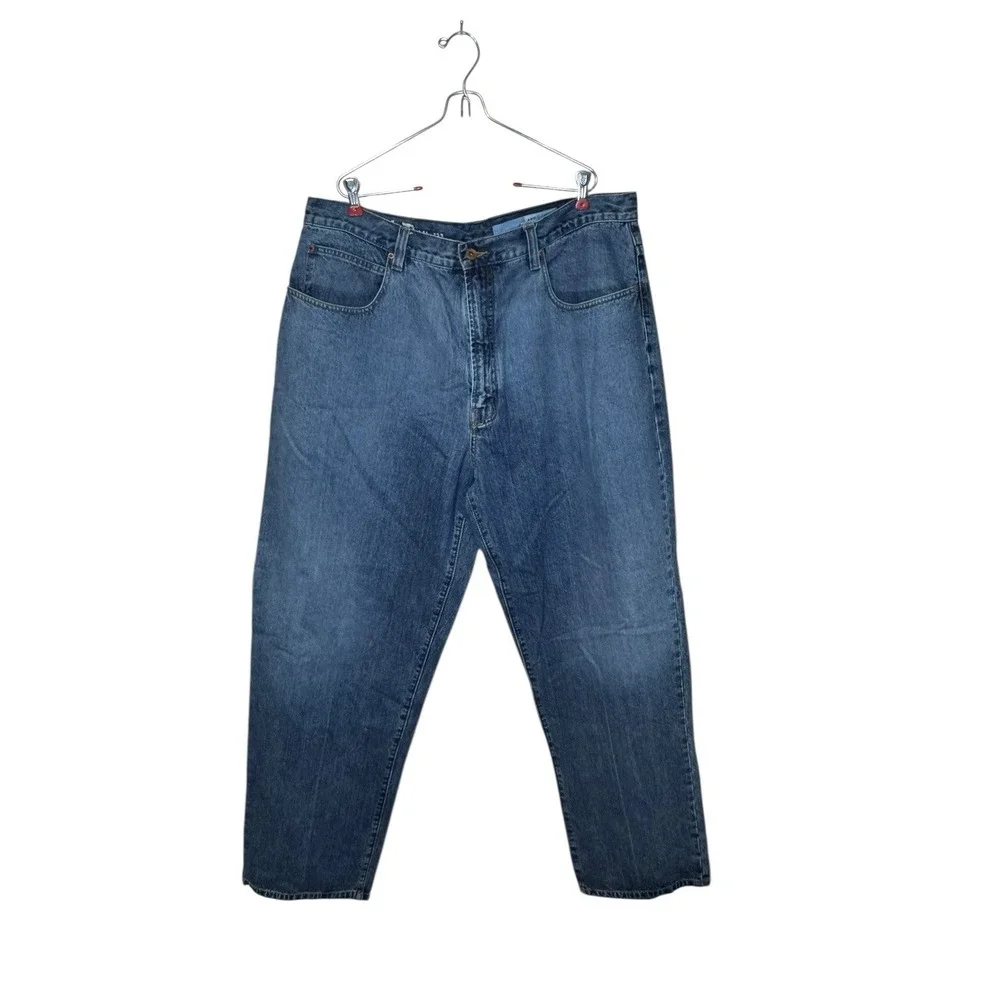 Azzure Men's Jeans Vtg. Y2K Hip Hop Streetwear Baggy Straight Fit Blue Sz. 40X34